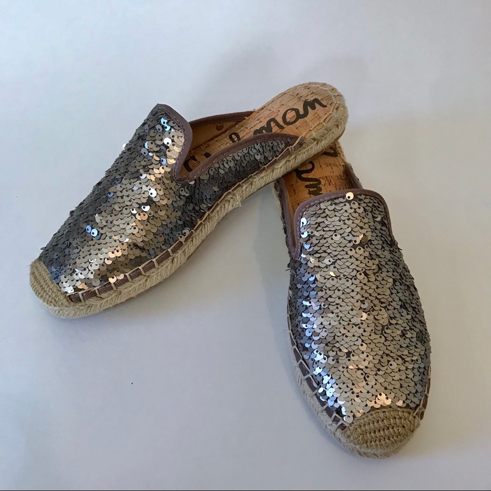 Sam Edelman Sequin Kerry Mules Gray New Sz 7.5 & 8